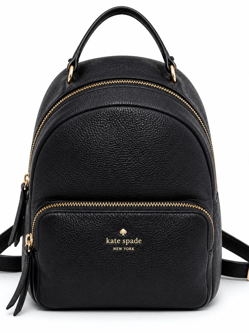 Kate Spade Black Pebbled Leather Mini Backpack Gold Hardware Travel Purse